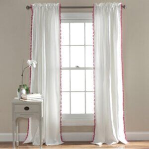 Lush Decor Pom Pom Window Curtain Panel Pink 2 Panels